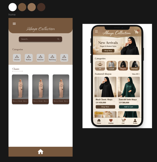 Desain UI Katalog E-Commerce Abaya Collection - Minimalis & Elegan